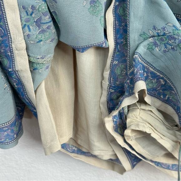 FREE PEOPLE Boho Printed Natural Long Sleeve Janpath Romper Shorts  Women’s Sz M - Picture 9 of 16